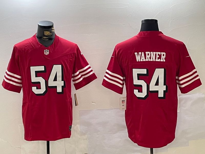 Men San Francisco 49ers #54 Warner Red Three generations 2024 Nike Vapor Limited NFL Jersey style 5